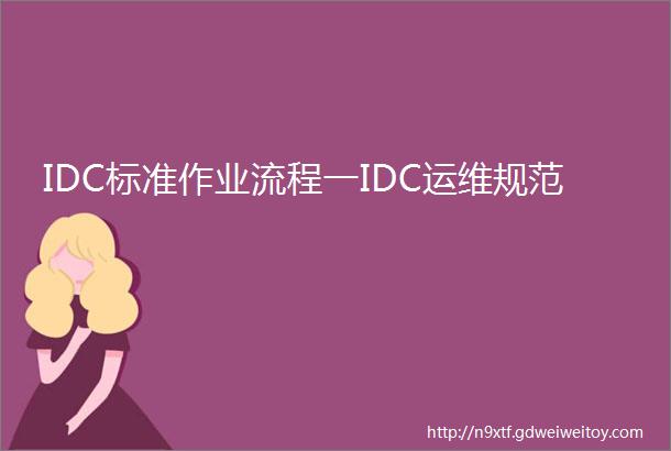 IDC标准作业流程一IDC运维规范